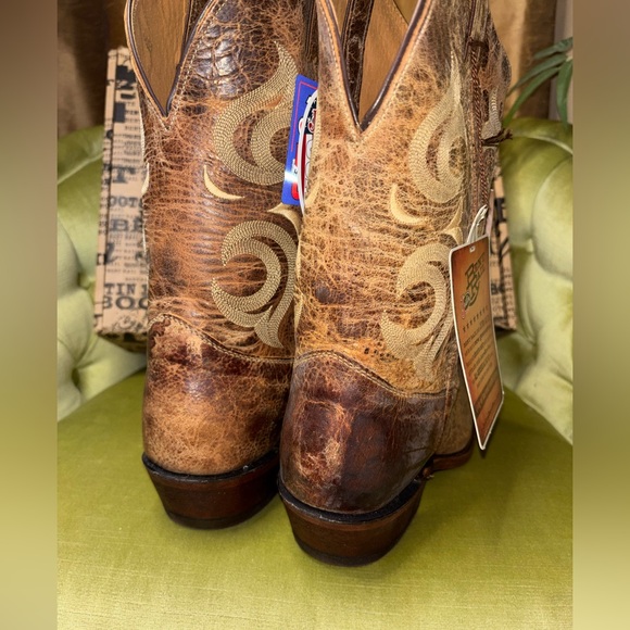 New Mens Primo Distressed Justin BR103 Bent Rail Cowboy Boots Snip Toe Size 12 D - Picture 7 of 11